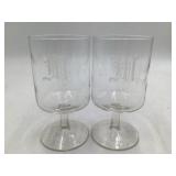 Vintage Etched Monogram 'M' Goblet Set