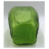 Vintage Green Depression Glass Canister Jar Etched Floral Design with Lid