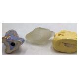 Vintage Miniature Ceramic Bird & Swan Planters Blue Goose Gold Accents Frosted Glass Swan Yellow Shell Swan