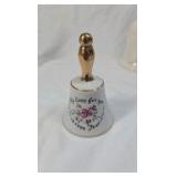 Vintage Porcelain & Glass Collectible Bells Assortment