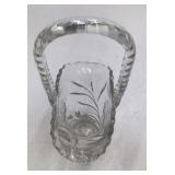 Vintage Crystal Glass Basket & Pair of Compotes – Floral Etched Design