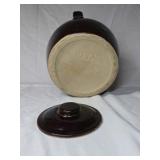 Vintage Brown Glazed Crockery Bean Pot – Two Handles with Lid, USA Marked