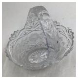 Crystal Basket Hand Cut Floral Design Made in Poland