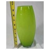 Vintage Green Glass Vase – Lime Oval Shape