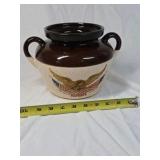 Vintage Patriotic Pottery Crock – Eagle & Flag Design (No Lid)