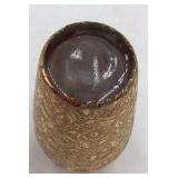Vintage Gold Luster Ceramic Vase – Brown with Floral Design (Haviland Co. Marked)