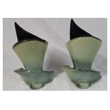 Vintage Hull Woodland Pottery Console Bowl, Basket & Vases