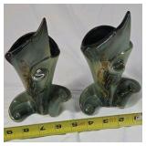 Vintage Hull Woodland Pottery Console Bowl, Basket & Vases