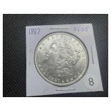 1887 Morgan Silver Dollar Marked MS65 When Purchased - Nice Mint Luster!! 1887 Morgan Silver Dollar Marked MS65 When Purchased - Nice Mint Luster!!