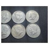 Six 40% Silver Kennedy Half Dollars Six 40% Silver Kennedy Half Dollars
