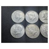 Six 40% Silver Kennedy Half Dollars Six 40% Silver Kennedy Half Dollars