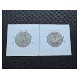 Two Silver Quarters, Standing Liberty and Washington Two Silver Quarters, Standing Liberty and Washington
