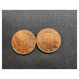 Two Copper One Ounce Rounds Liberty Design Two Copper One Ounce Rounds Liberty Design