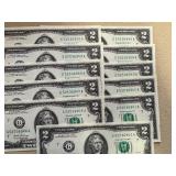 Eleven Sequential $2 Bills Eleven Sequential $2 Bills