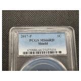 2017 P One Cent PCGS MS66 RD Shield 2017 P One Cent PCGS MS66 RD Shield