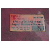 T&E 1/2' Drive SAE In-Hex Impact Universal Socket Set - 1/4'-3/4'
