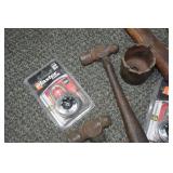 Assorted Tools - Hammers, Breaker Bar, Tape Measures, Combination Locks