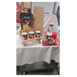 Coke Snow Village Billboard, Decorative Bench, Trays and Misc Coke Snow Village Billboard, Decorative Bench, Trays and Misc