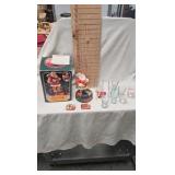 Coca Cola Clock, Shotglasses, Santa Musical Bank w/box Coca Cola Clock, Shotglasses, Santa Musical Bank w/box