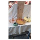 Vintage Dishes and Wood Bowl as Pictured Vintage Dishes and Wood Bowl as Pictured