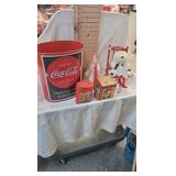 Coca Cola Bear in Rocker and Coke Wastebasket Coca Cola Bear in Rocker and Coke Wastebasket