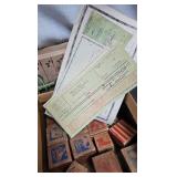 Vintage Wood Blocks, Sewing Box, Handkerchiefs, etc Vintage Wood Blocks, Sewing Box, Handkerchiefs, etc