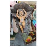Cherub Wall Shelf and Various Vintage Items Cherub Wall Shelf and Various Vintage Items
