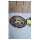 Pair of Belt Buckles-Hunting Dog and Deer Pair of Belt Buckles-Hunting Dog and Deer