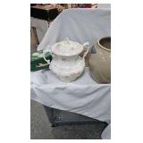 Vintage Porcelain Tureen, Pottery Style Planter, misc Vintage Porcelain Tureen, Pottery Style Planter, misc