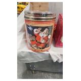 Coca Cola Dishes , and unopened tin with railroad toy on top Coca Cola Dishes , and unopened tin with railroad toy on top