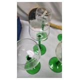 Tea Set and Green Stemmed Glasses Tea Set and Green Stemmed Glasses