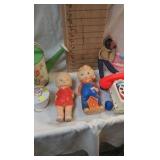 Vintage Tin Lith Bucket and Watering Can-Rubber Toys Vintage Tin Lith Bucket and Watering Can-Rubber Toys