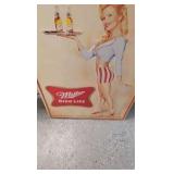 Miller High Life, Metal Sign with Server Miller High Life, Metal Sign with Server