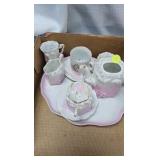 Tea Set and Green Stemmed Glasses Tea Set and Green Stemmed Glasses