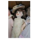 Porcelain Dolls ad tea set with vanity items Porcelain Dolls ad tea set with vanity items