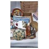 Collectibles, shell wallet purse, cups, doll chair and misc Collectibles, shell wallet purse, cups, doll chair and misc