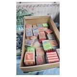 Vintage Wood Blocks, Sewing Box, Handkerchiefs, etc Vintage Wood Blocks, Sewing Box, Handkerchiefs, etc
