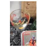 Coke Clock, Goblet, Tin, and Books Coke Clock, Goblet, Tin, and Books