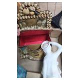 Vanity Components with Tea set and misc Vanity Components with Tea set and misc