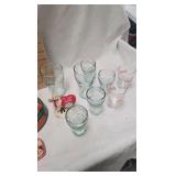 Coca Cola Clock, Shotglasses, Santa Musical Bank w/box Coca Cola Clock, Shotglasses, Santa Musical Bank w/box