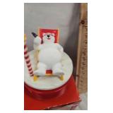 Coca Cola Clock and Rotatin Polar Bear Figure Coca Cola Clock and Rotatin Polar Bear Figure