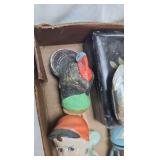 Collectibles, shell wallet purse, cups, doll chair and misc Collectibles, shell wallet purse, cups, doll chair and misc