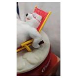 Coca Cola Clock and Rotatin Polar Bear Figure Coca Cola Clock and Rotatin Polar Bear Figure