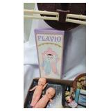 Collectibles, shell wallet purse, cups, doll chair and misc Collectibles, shell wallet purse, cups, doll chair and misc