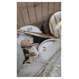 Porcelain Dolls ad tea set with vanity items Porcelain Dolls ad tea set with vanity items