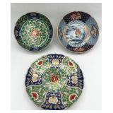 Vintage Japanese Kozan Gama Scalloped Mino Ware Bowls & Plate