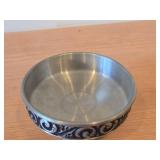 Vintage Pewter Footed Bowl by Vaga Norsk Tinn (Norway) / Ornate Rosemaling design / #31 2 3/4' x 4 1/2'