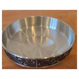 Vintage Pewter Bowl (Norway) / Traditional Rosemaling pattern / 2 1/4' x 8 1/2'