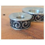 Lot of (3) Vintage Norsk Tinn Pewter Candleholders (Norway)