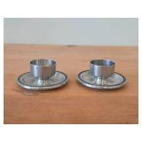 Lot of (2) Vintage 1 1/2' Norsk Tinn Pewter Candleholders (Norway)